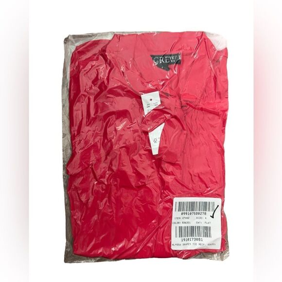 NWT J CREW Tie-neck top in crepe de chine in red - Picture 6 of 7